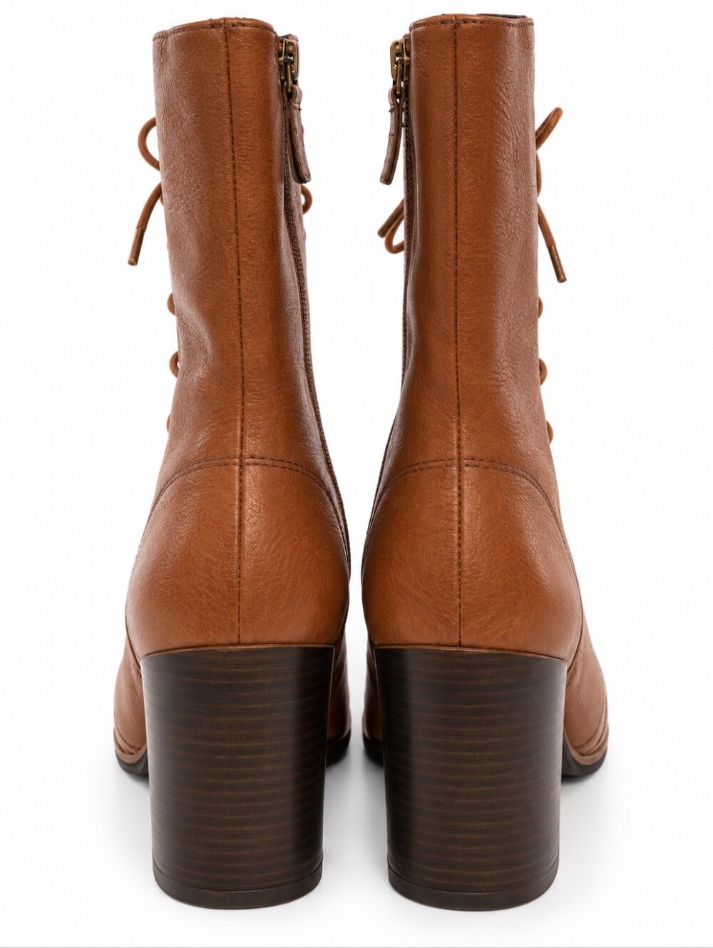 Franco Sarto Brown Leather Lace Up Block Heel Boots | Size 11 - Picture 14 of 15